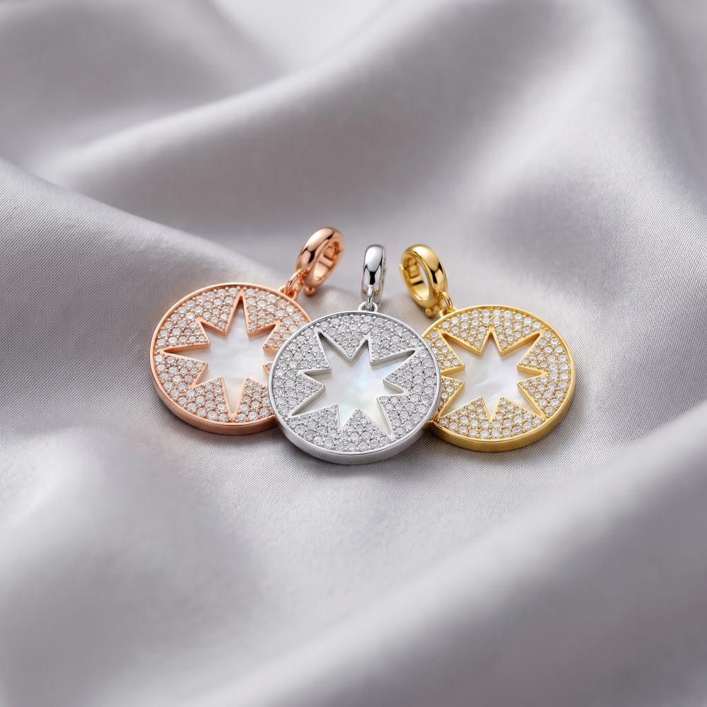 Italian North Star Mother of Pearl and Pave Enhancer