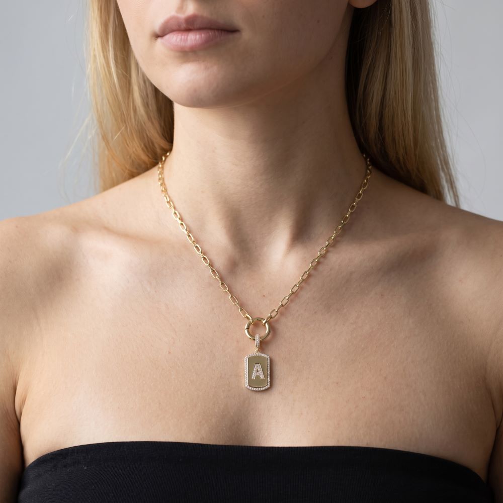 Italian Look of Diamonds Tag Style Initial Enhancer, Yellow