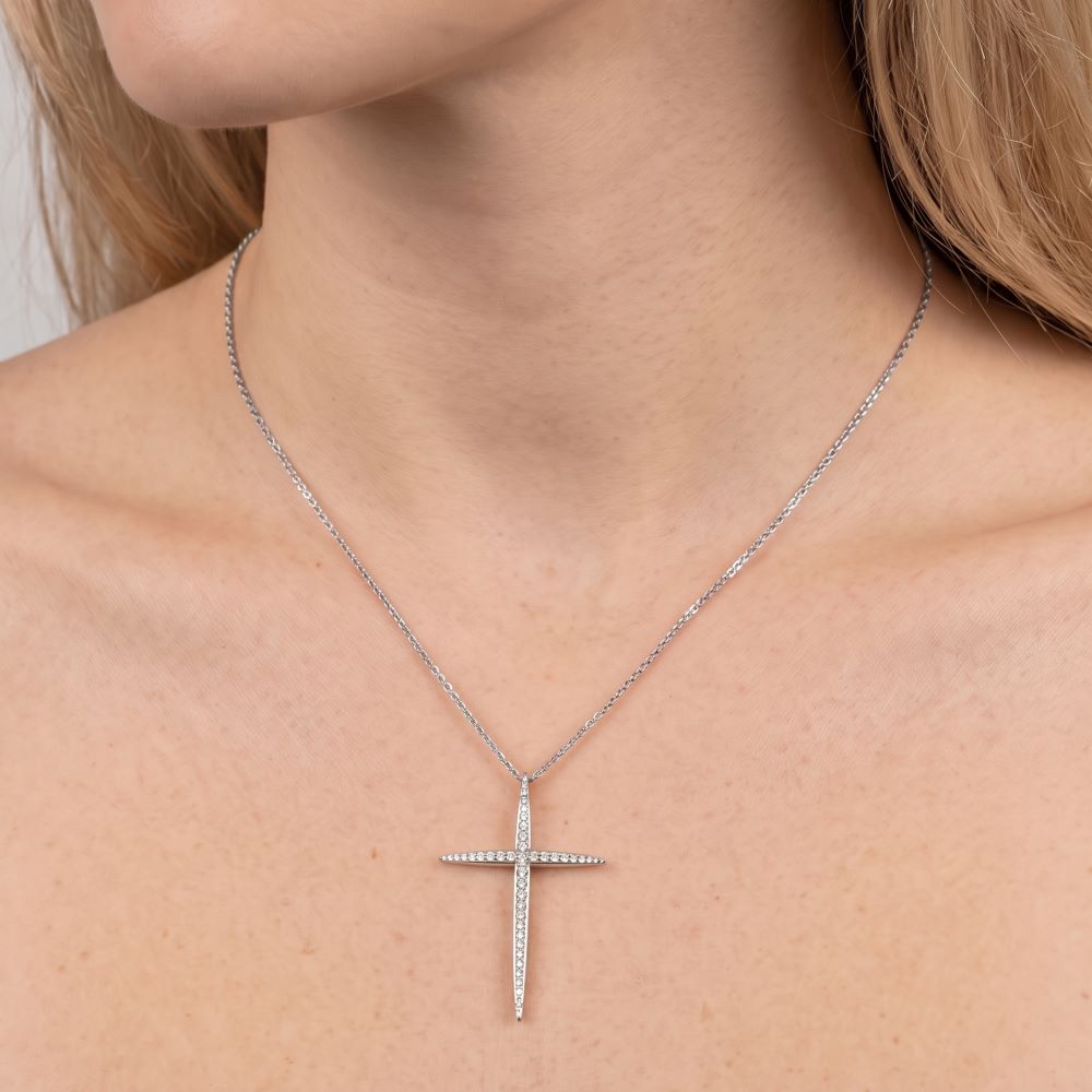 Italian Sleek Modern Cross Necklace