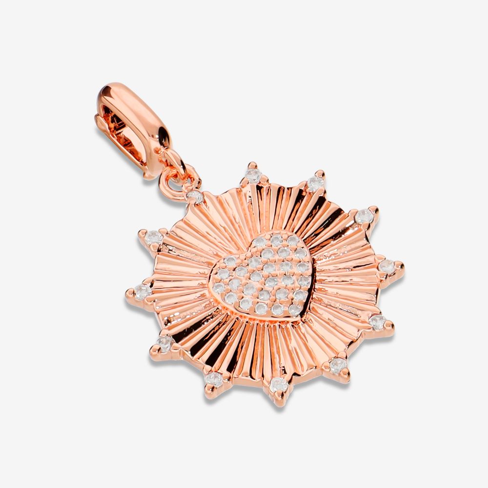 Italian Sunburst With Pave Heart Pendant/Enhancer