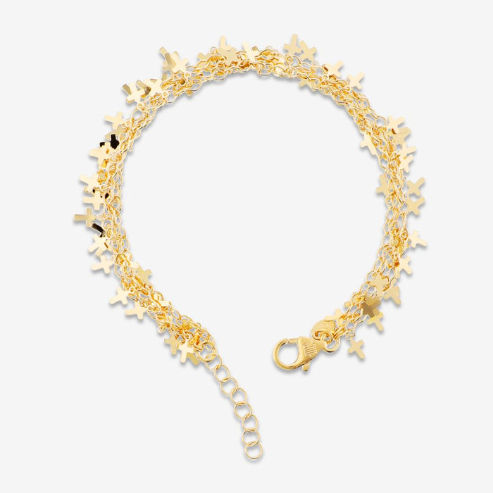 Italian Handmade Triple Strand Petite Cross Bracelet