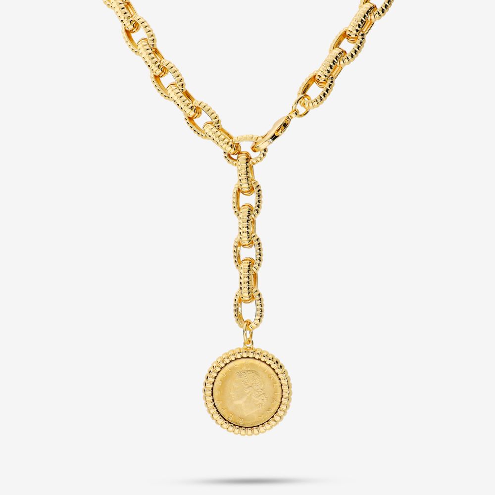 Italian Status Link Changeable Genuine Lire Coin Necklace
