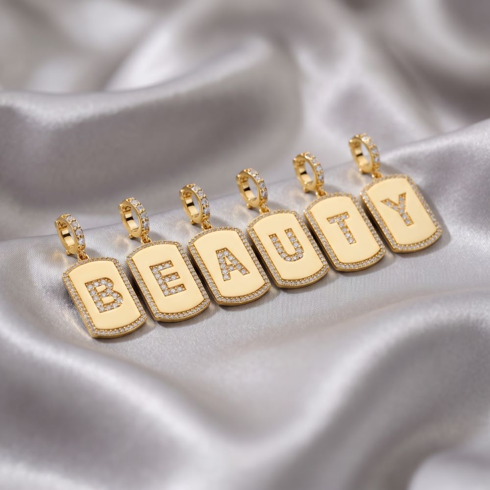Italian Look of Diamonds Tag Style Initial Enhancer, Yellow