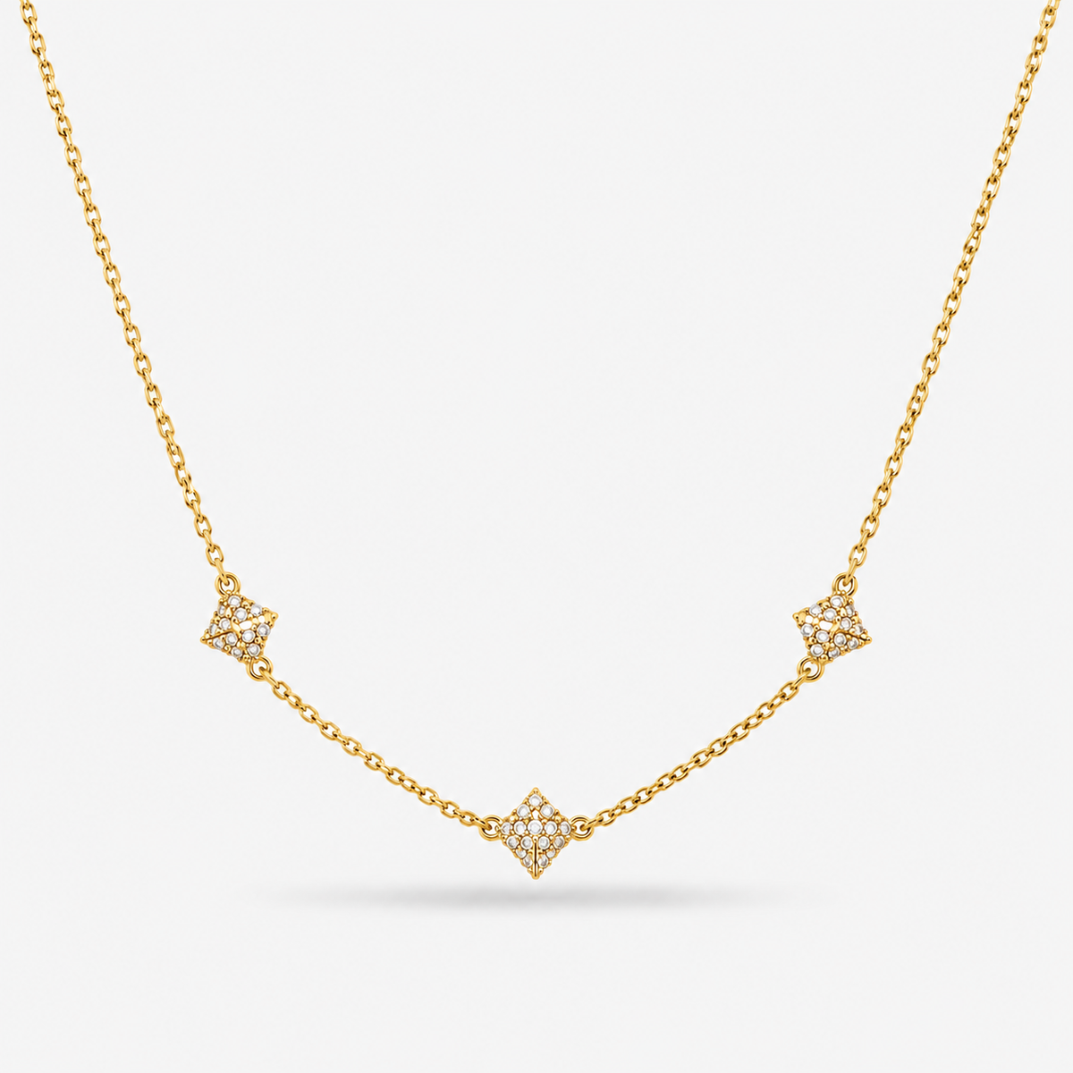 Italian Couture Inspired  Pave' Triple Pyramid Necklace