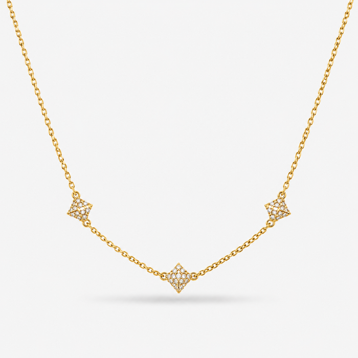 Italian Couture Inspired  Pave' Triple Pyramid Necklace