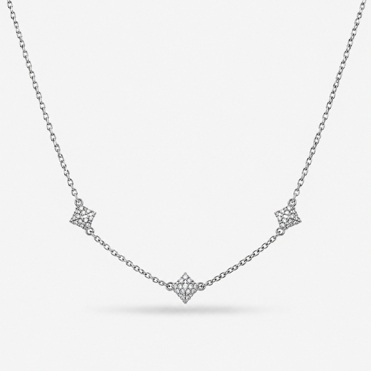 Italian Couture Inspired  Pave' Triple Pyramid Necklace