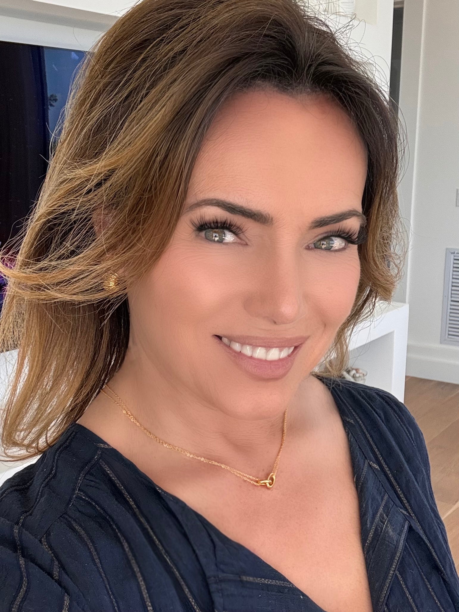 Italian Fine Double Chain Necklace With Interlocking Rings