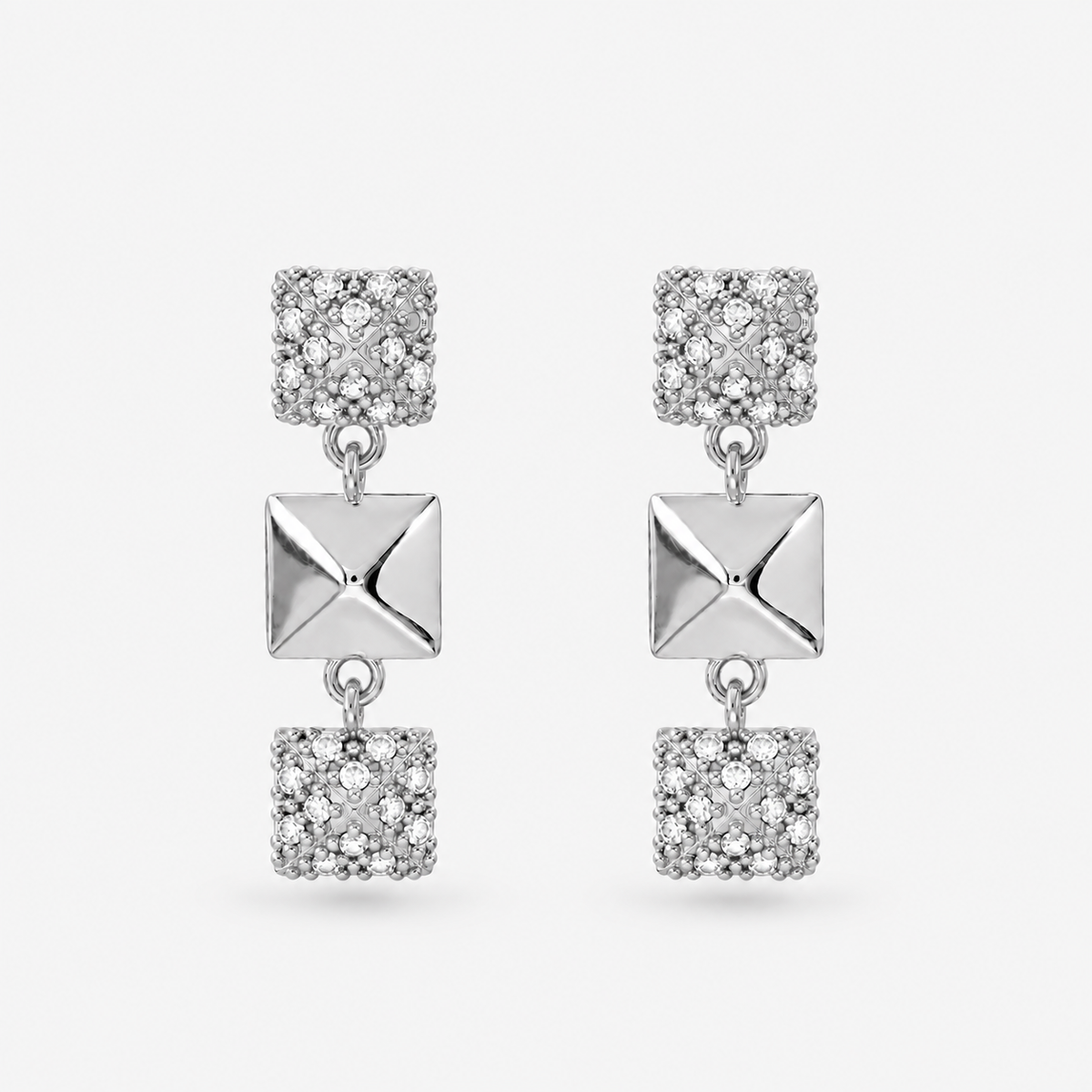 Italian Couture Inspired Pyramid Pave' Drop Earrings