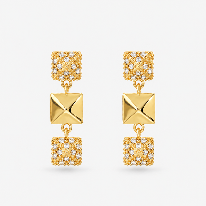 Italian Couture Inspired Pyramid Pave' Drop Earrings