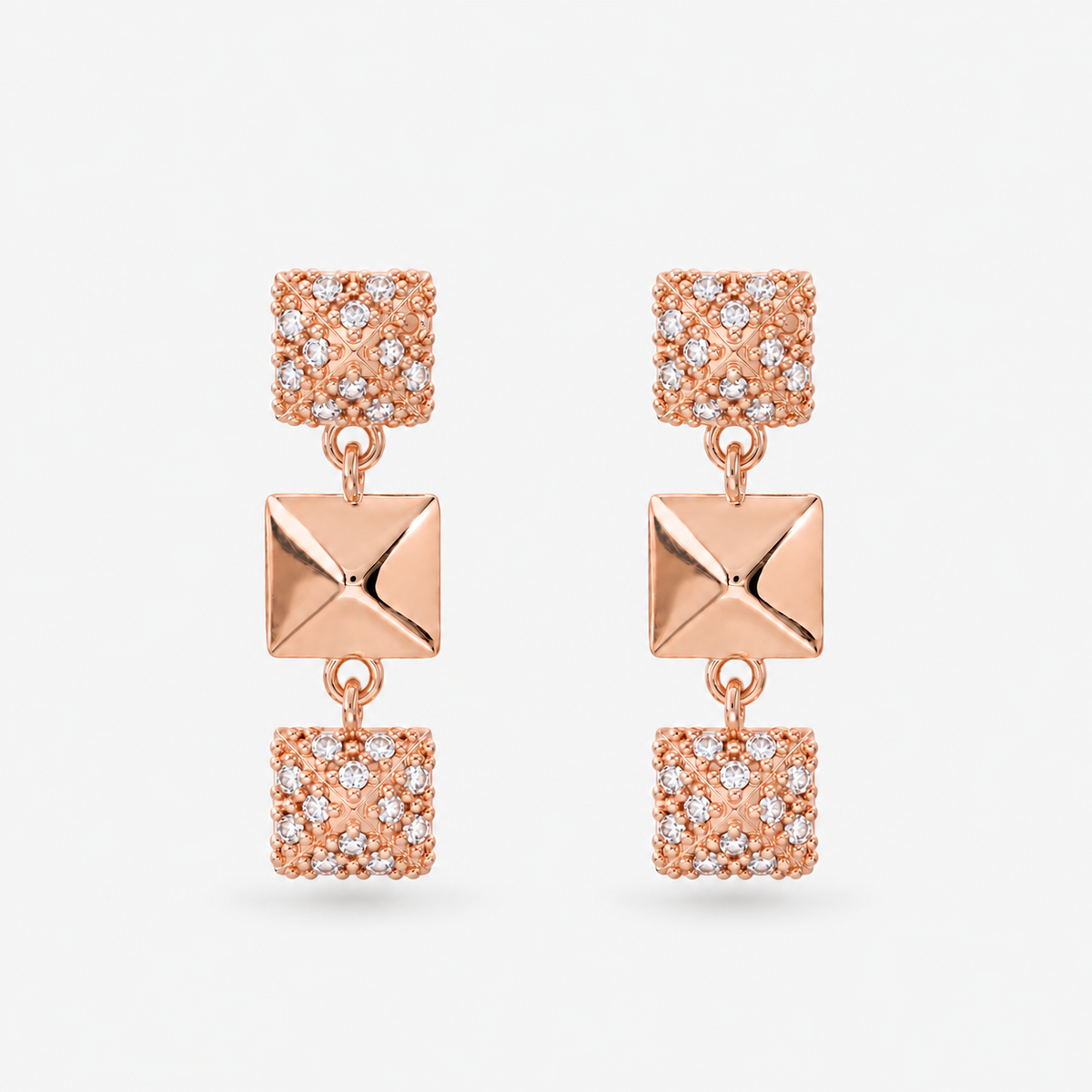 Italian Couture Inspired Pyramid Pave' Drop Earrings