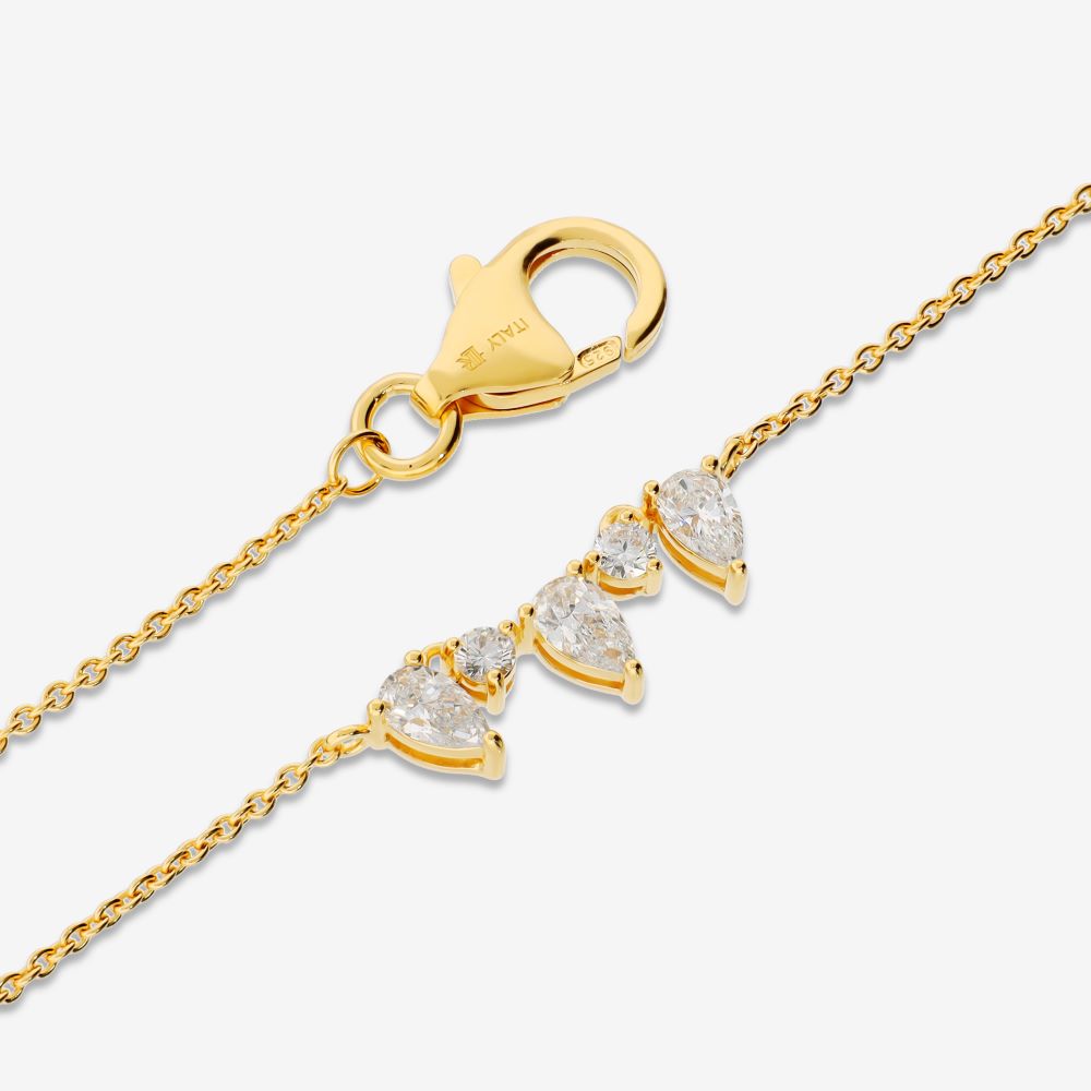 Italian Pear And Round Diamond Necklace, Lab Grown