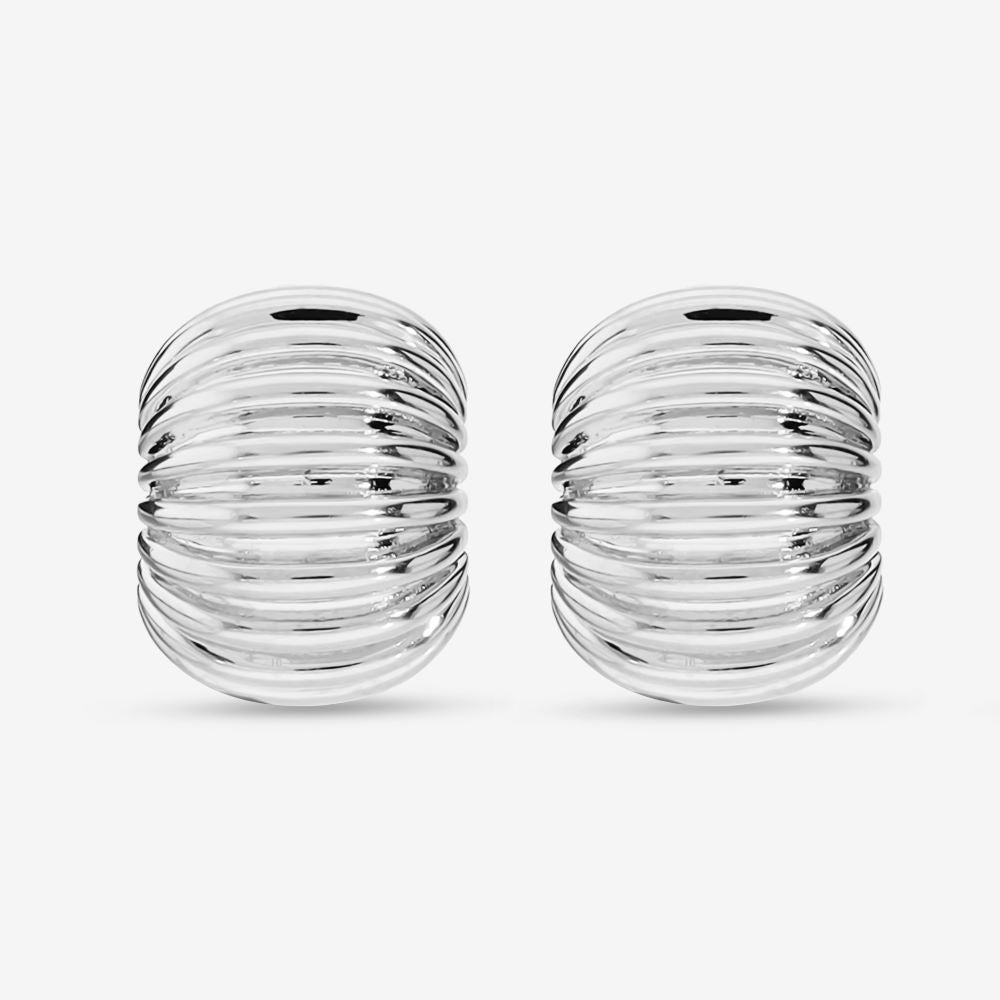 Italian Look of Fine Ribbed Huggie Earrings