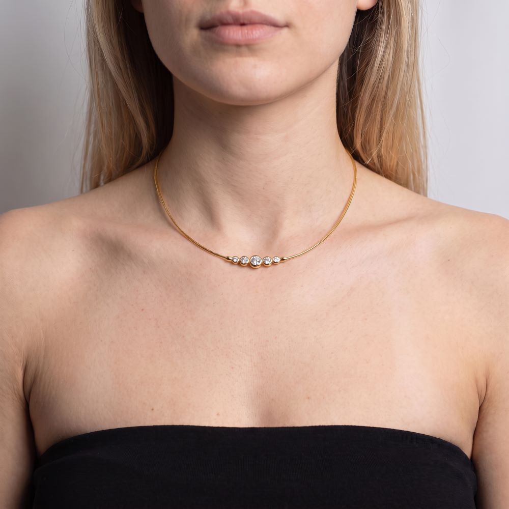Italian Hand Diamond Cut Bead Front Necklace