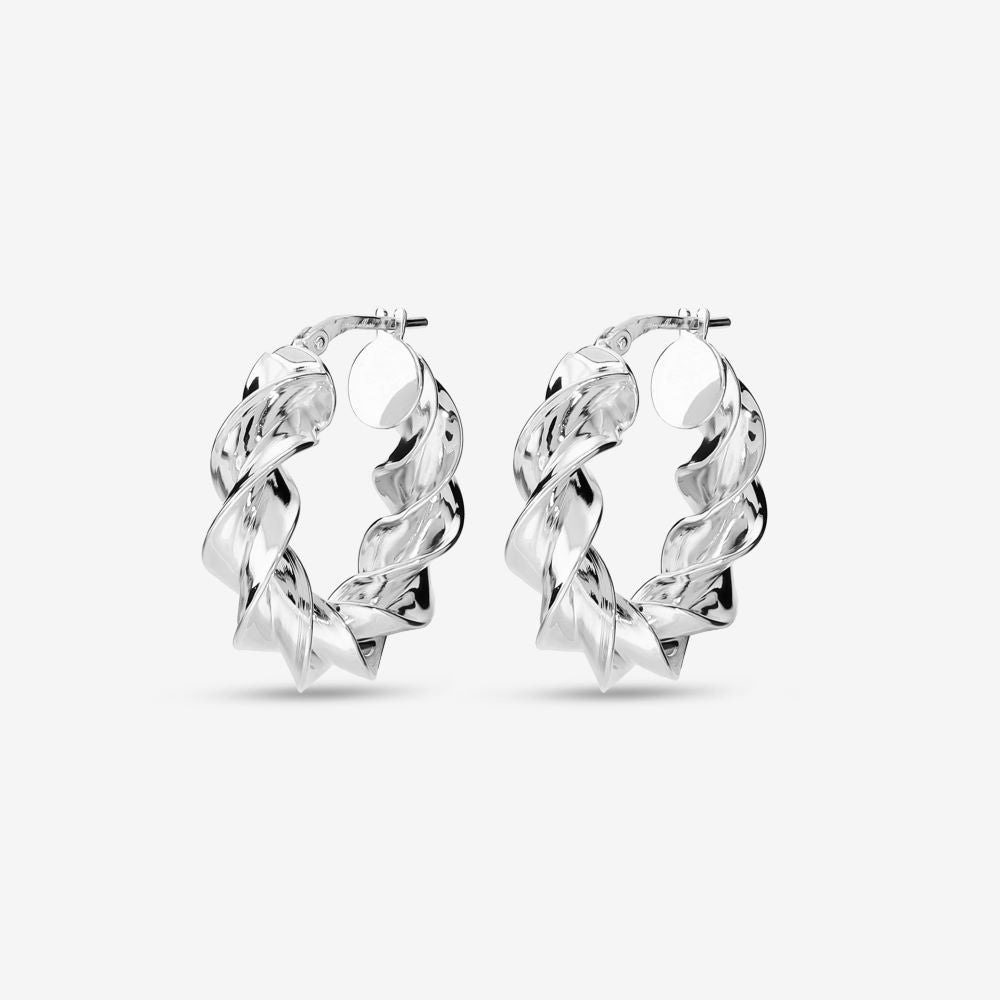 Italian Luxury Twist Hoop Earrings, 1"