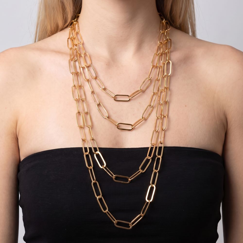 Italian Handmade Polished Oval Link Necklace