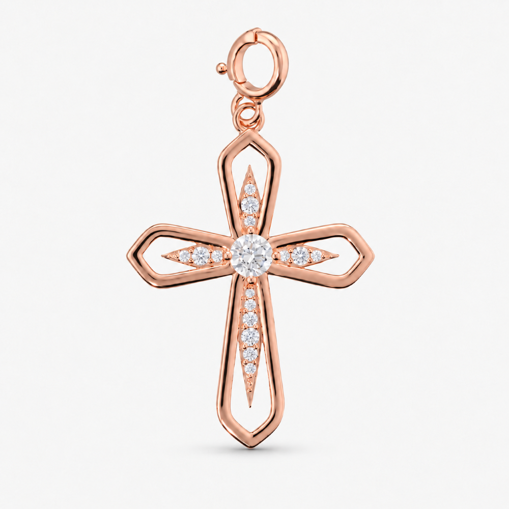 Italian Open Cross With Center Stones