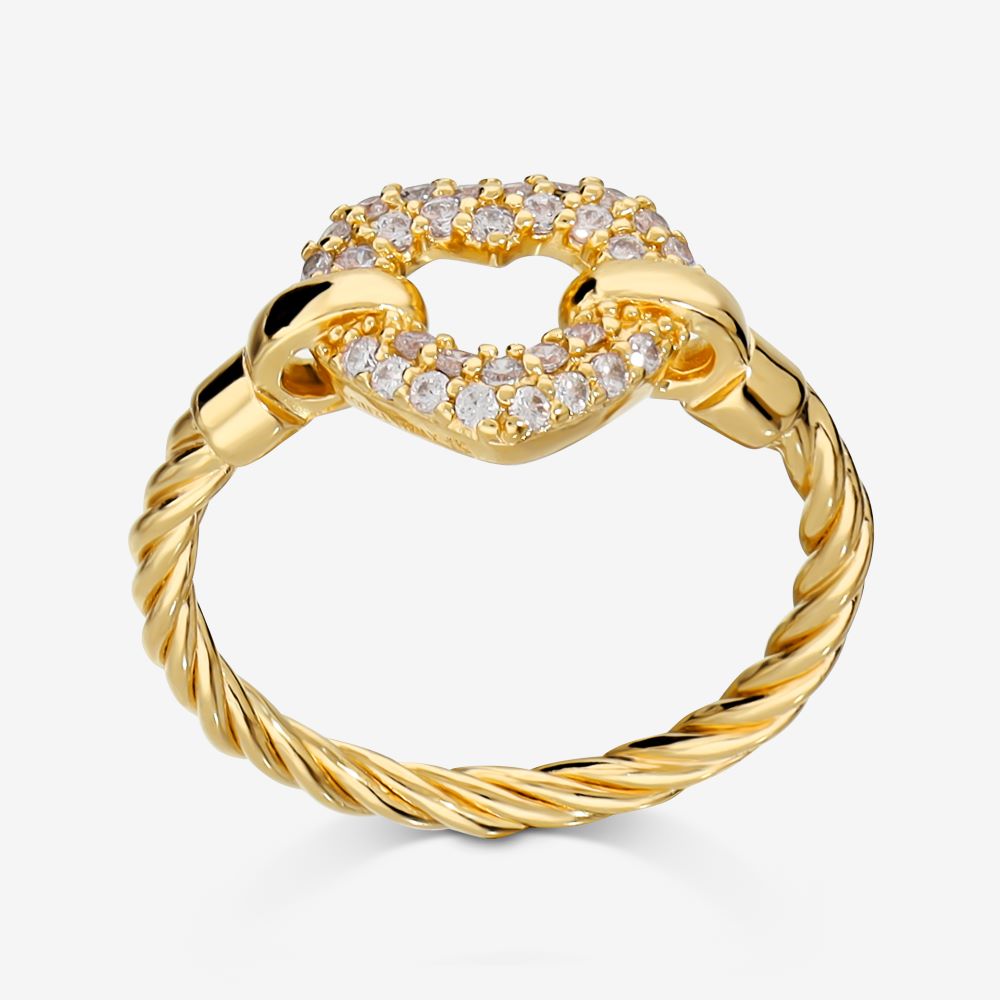 Italian Pave Open Heart Ring