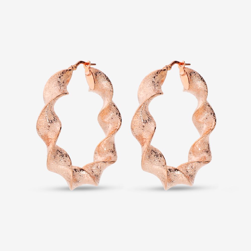 Italian Puntinato Ribbon Twist 1.5" Hoop Earrings