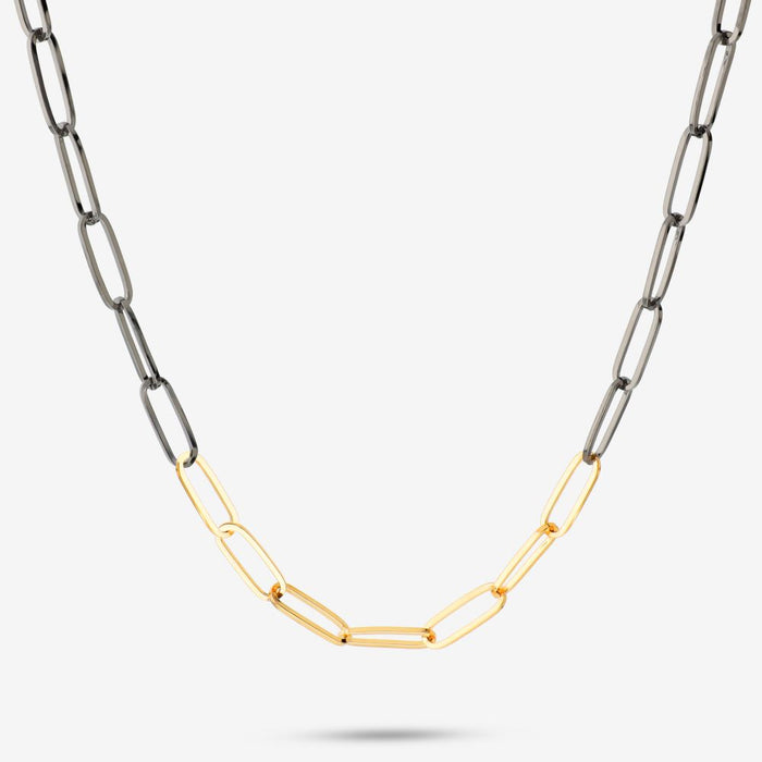 Italian Two Tone Paperclip Link Necklace