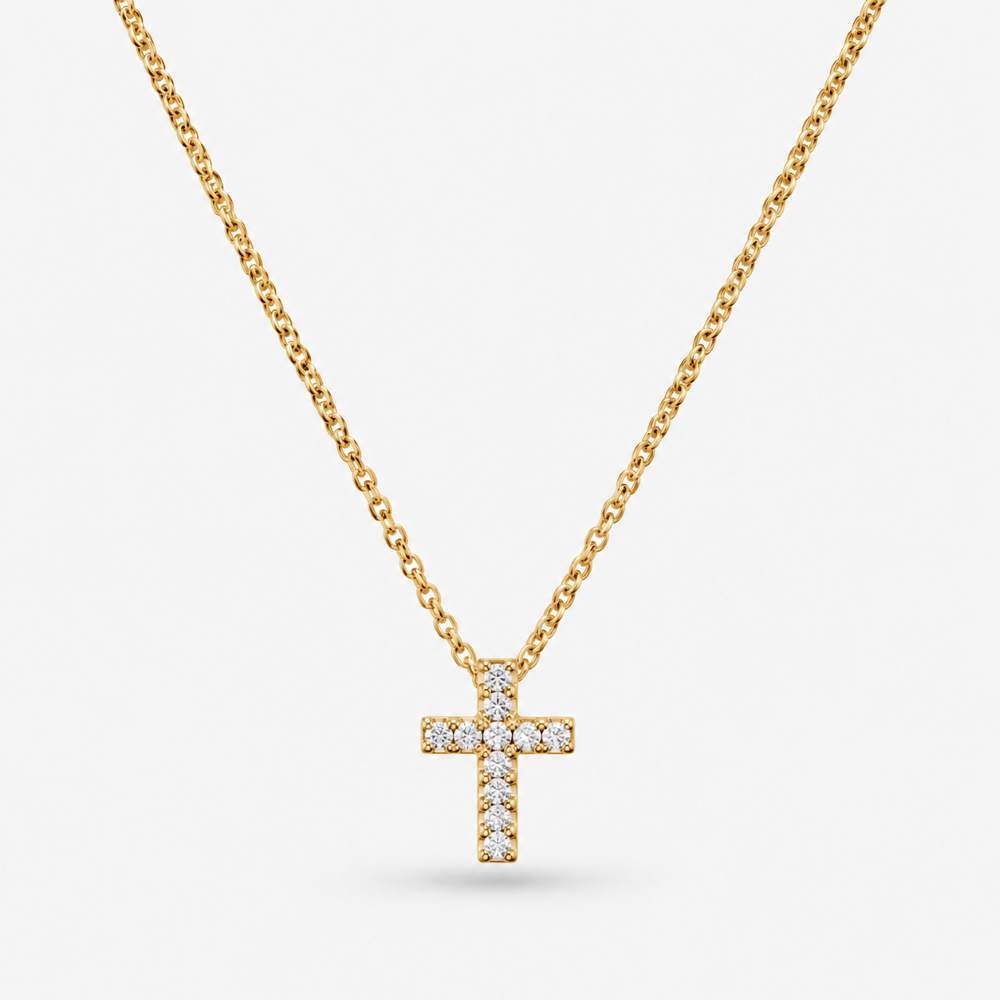 Italian Perfect Size Lab Grown Diamond Cross Necklace