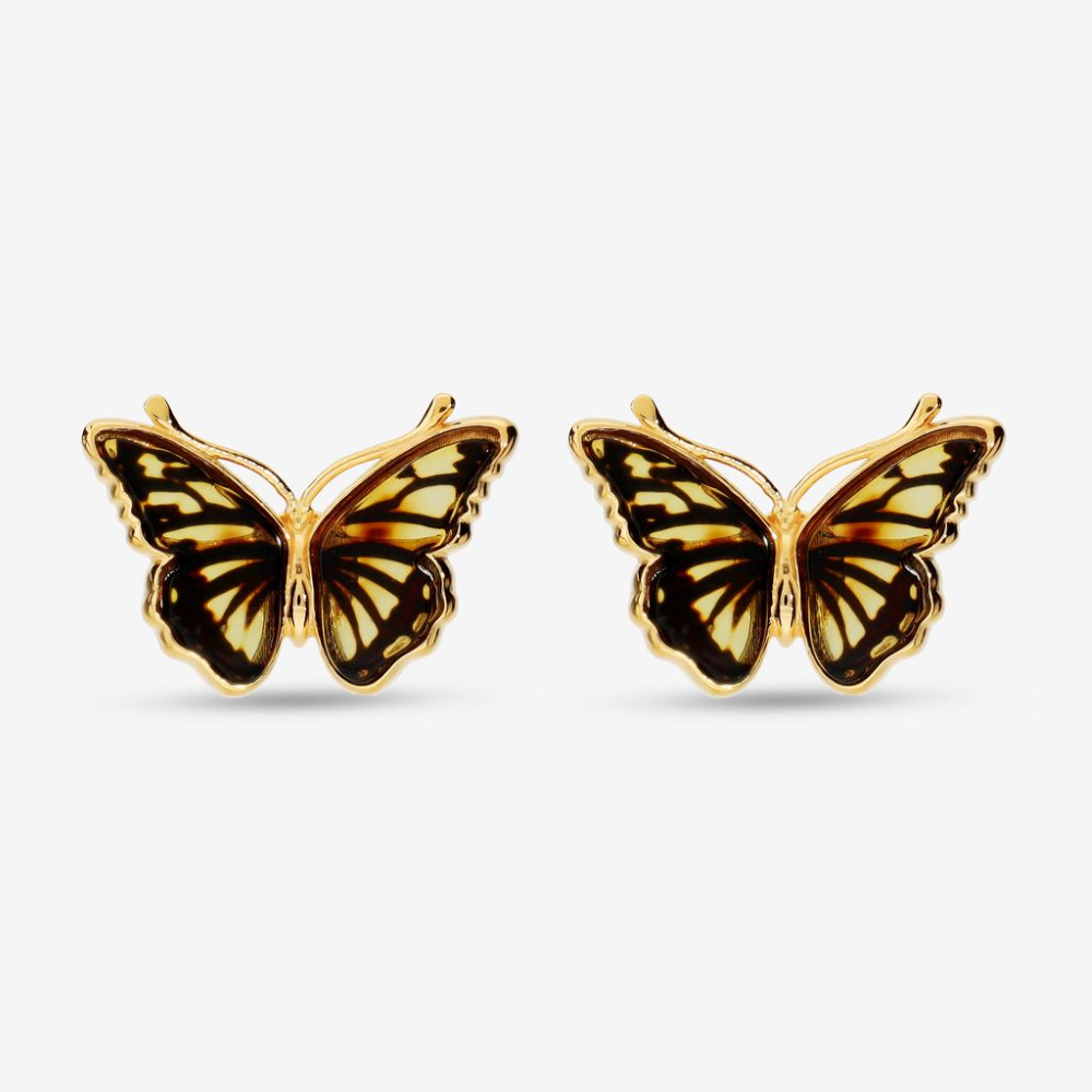 Italian Handmade Genuine Amber Petite Butterfly Earrings
