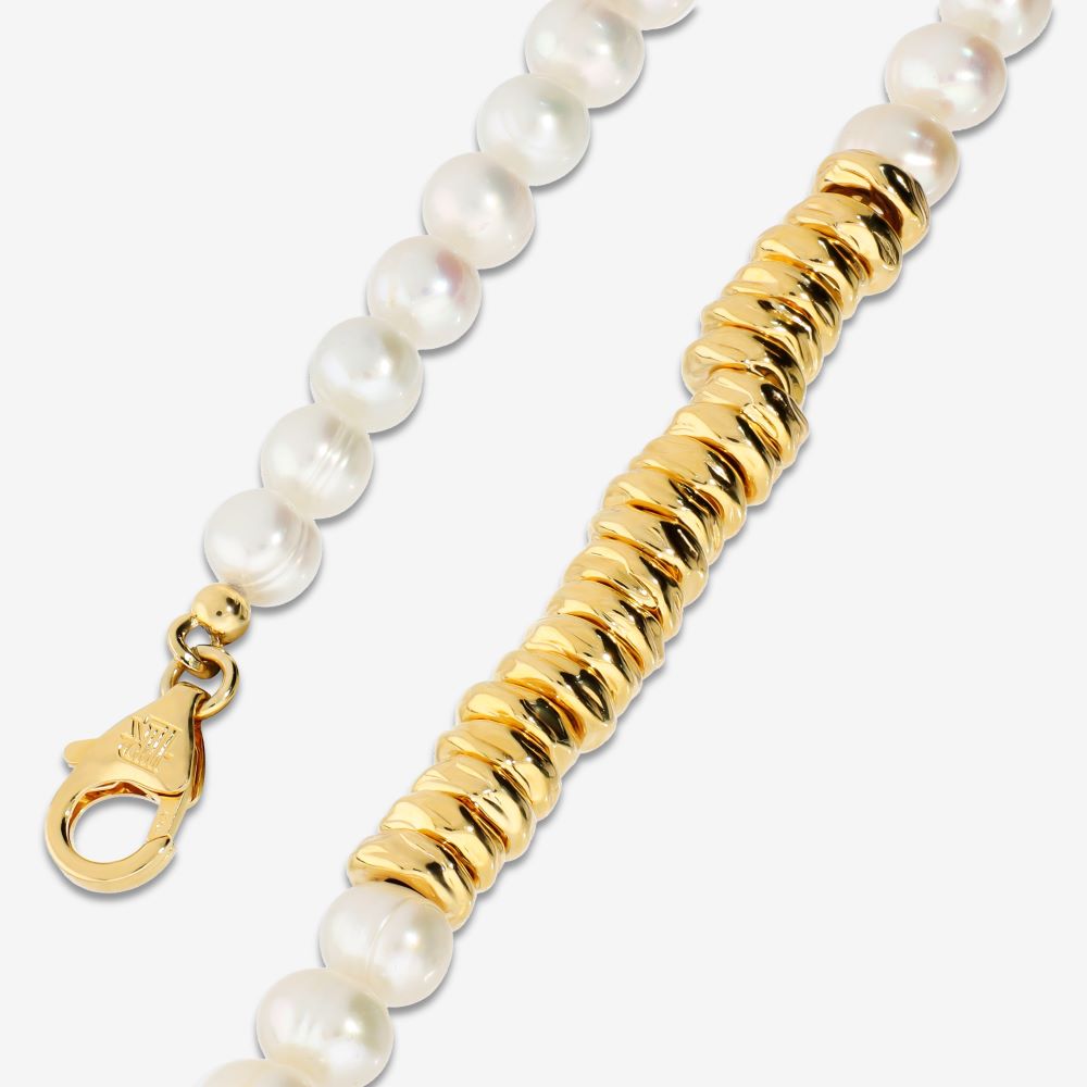 Italian Freshwater Pearl Necklace With Center Rings