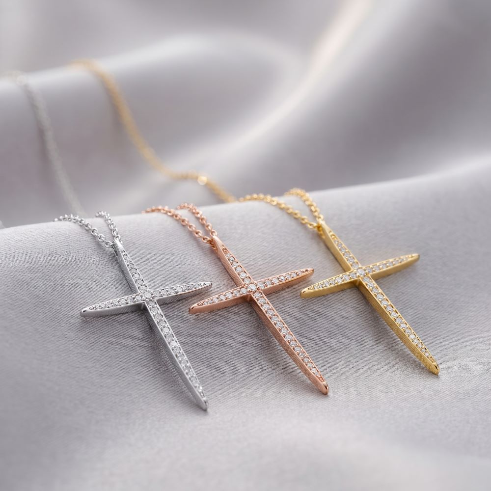 Italian Sleek Modern Cross Necklace