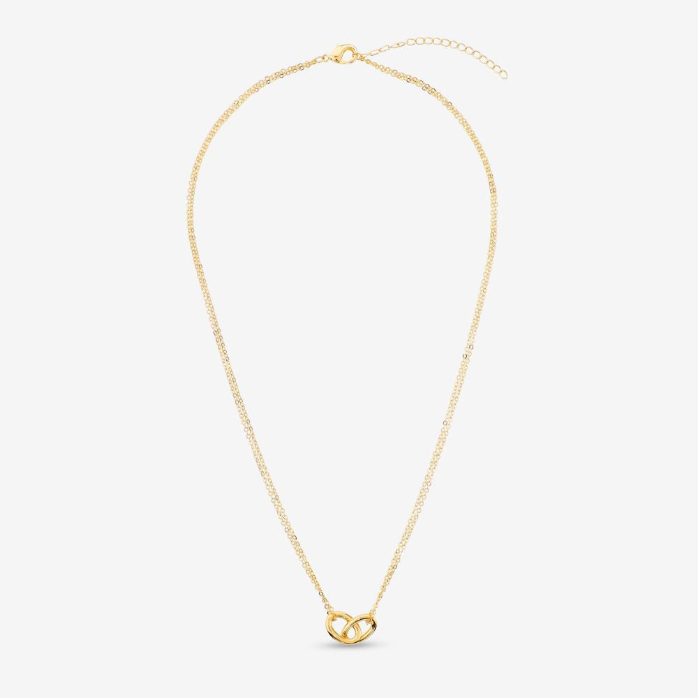 Italian Fine Double Chain Necklace With Interlocking Rings