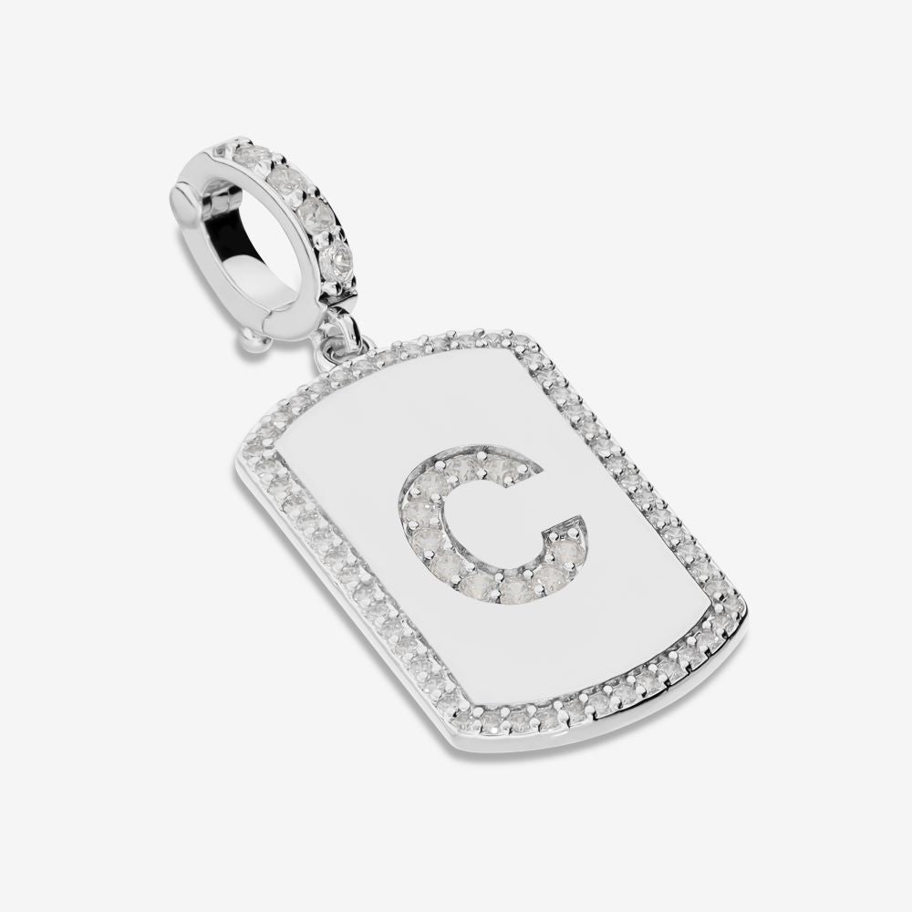 Italian Look of Diamonds Tag Style Initial Enhancer, White