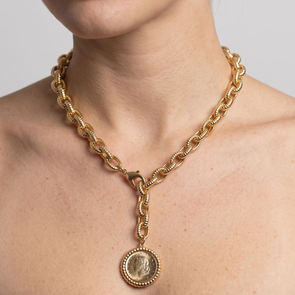 Italian Status Link Changeable Genuine Lire Coin Necklace