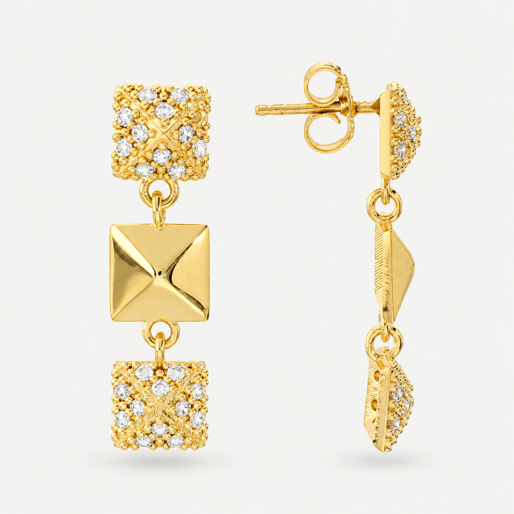 Italian Couture Inspired Pyramid Pave' Drop Earrings