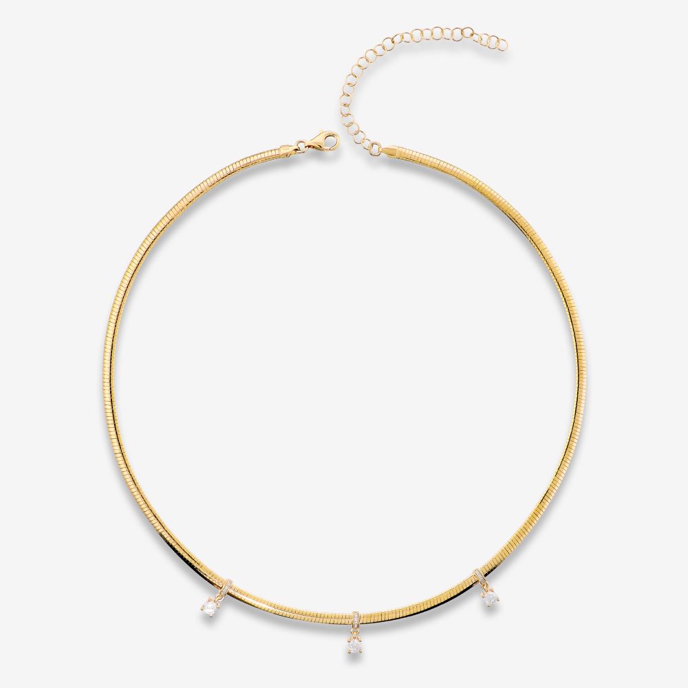 Italian Look of Diamonds Necklace with 3 Drop Stones