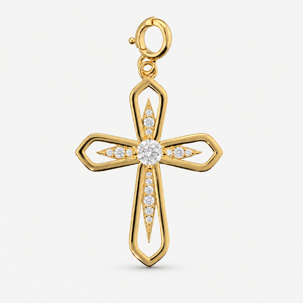 Italian Open Cross With Center Stones