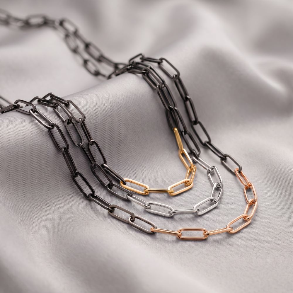 Italian Two Tone Paperclip Link Necklace