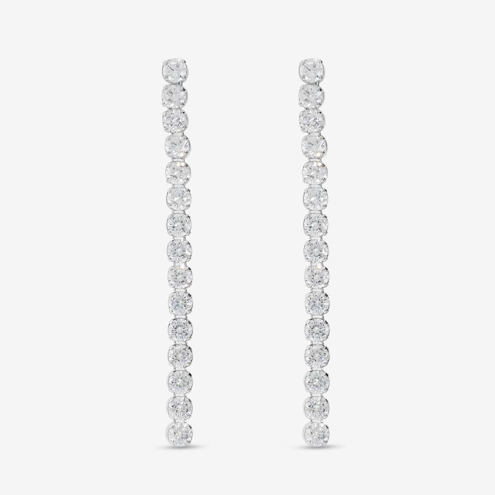 Italian Look Of Fine Tennis Drop Earrings, White