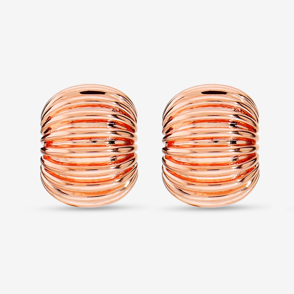 Italian Look of Fine Ribbed Huggie Earrings