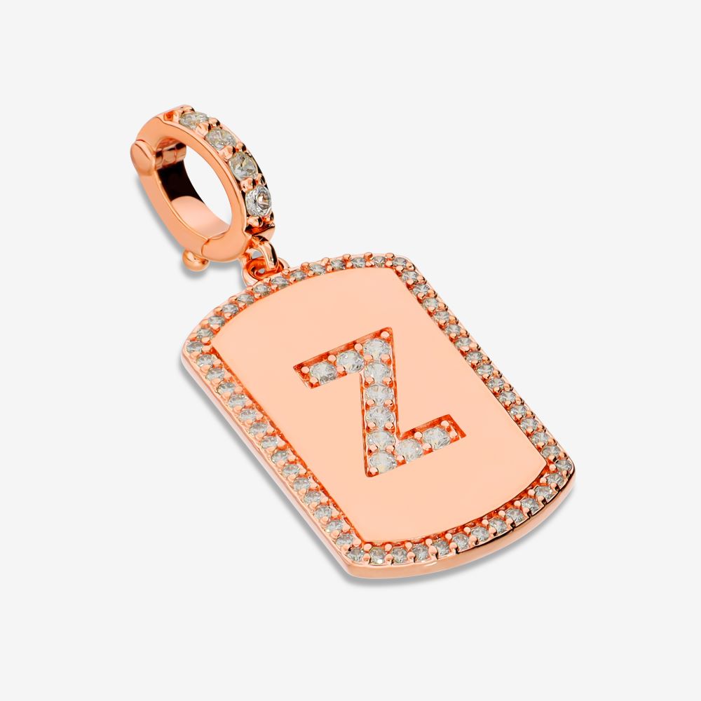 Italian Look of Diamonds Tag Style Initial Enhancer, Rose