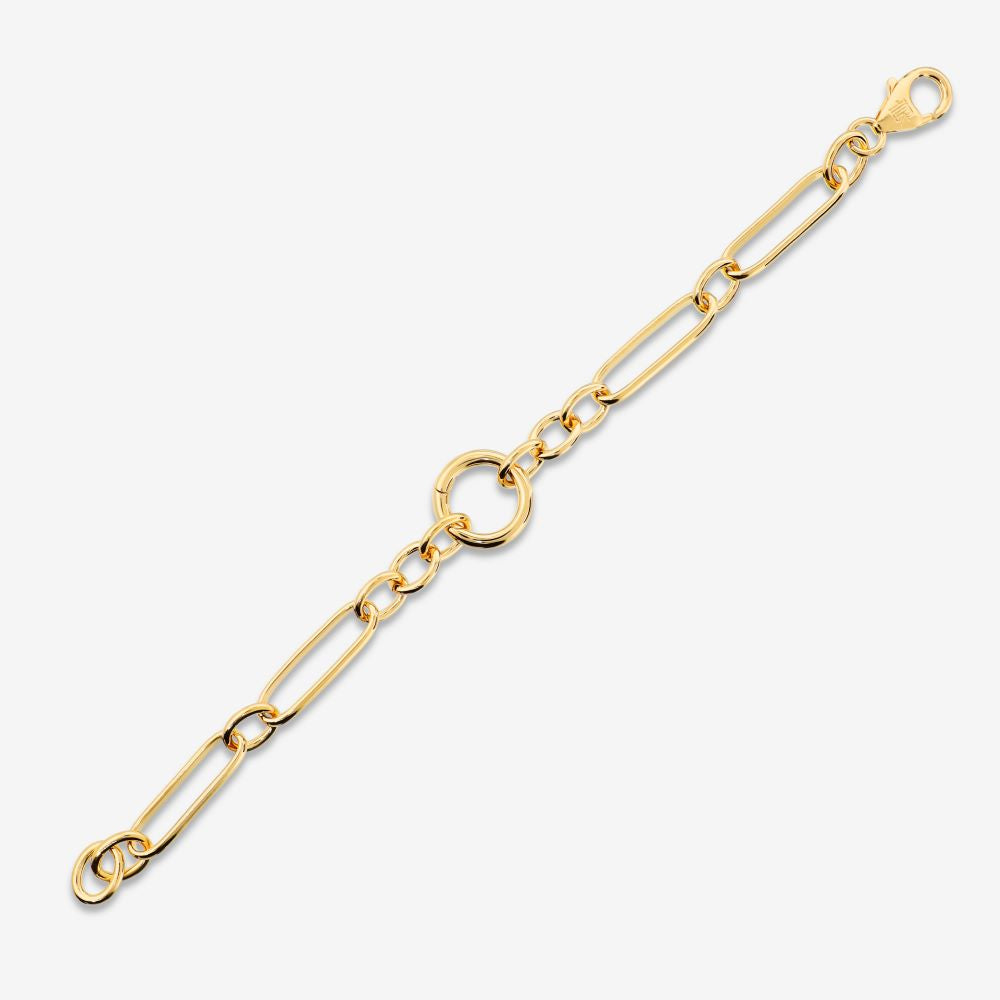 Italian Handmade Alternating Status Link With Center Ring Bracelet