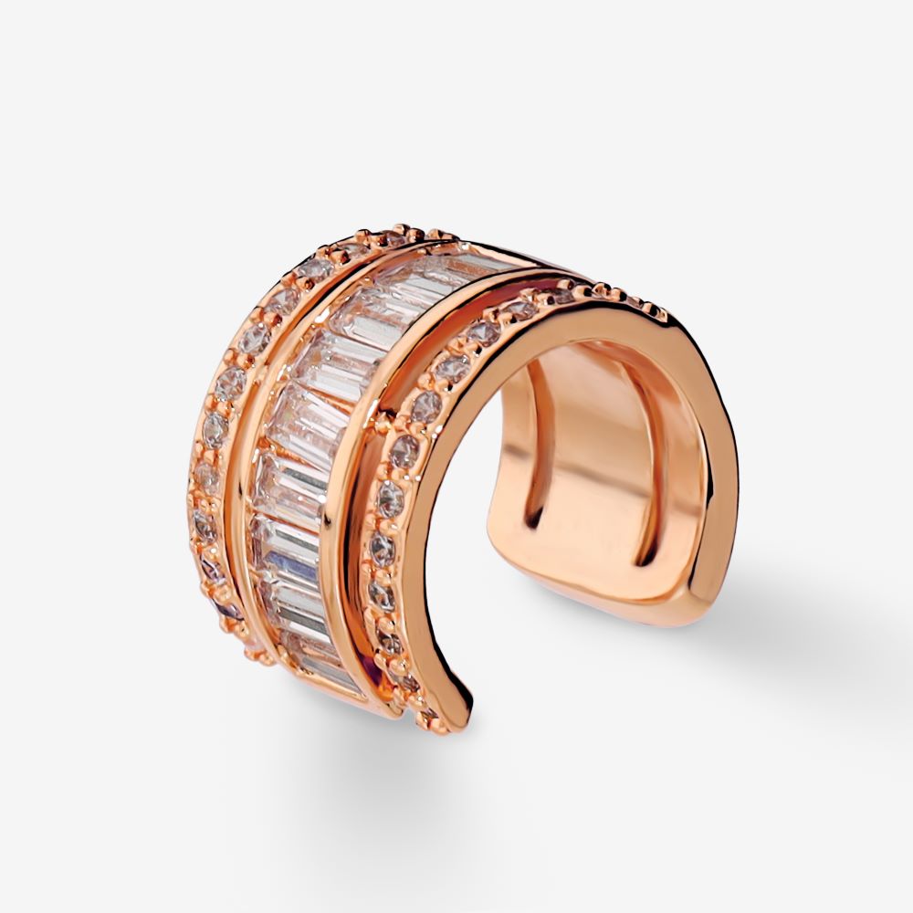 Italian Baguette And Pave Earring Cuff