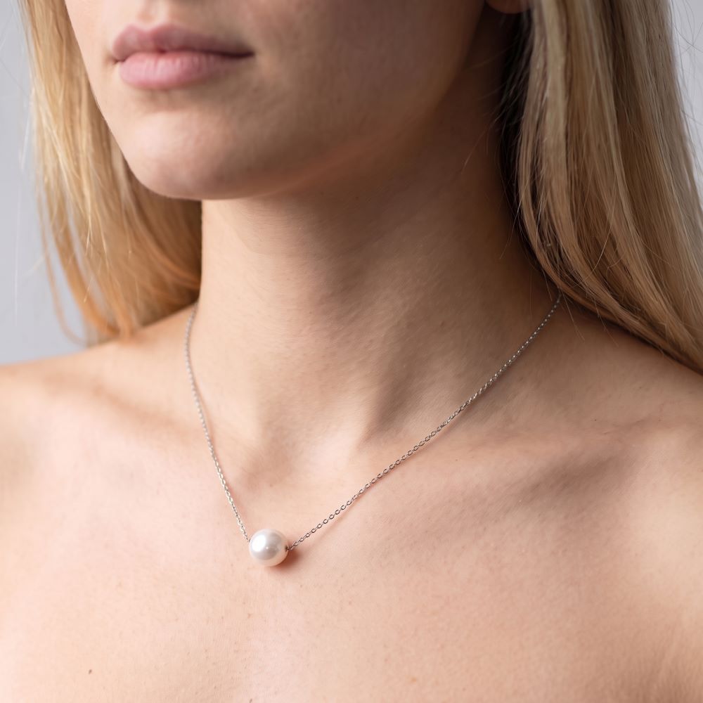 Italian Ming Pearl Solitaire Necklace