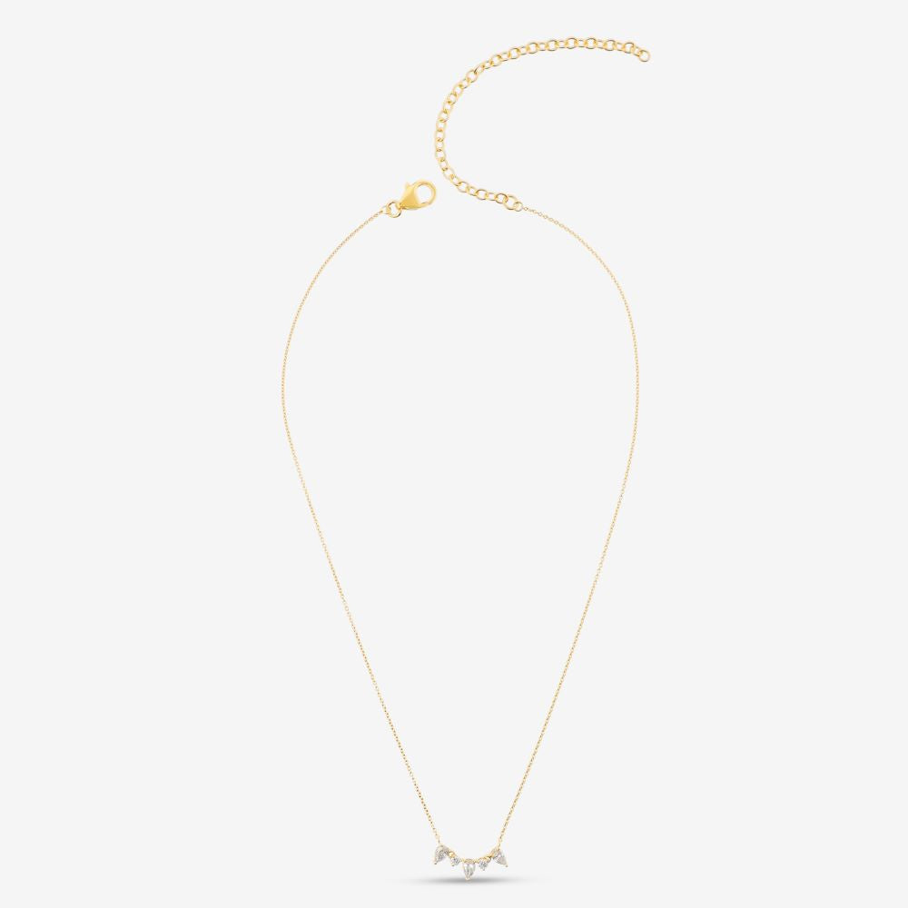 Italian Pear And Round Diamond Necklace, Lab Grown