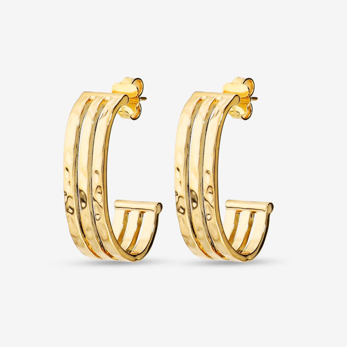 Italian Triple Bar Hammered Earrings