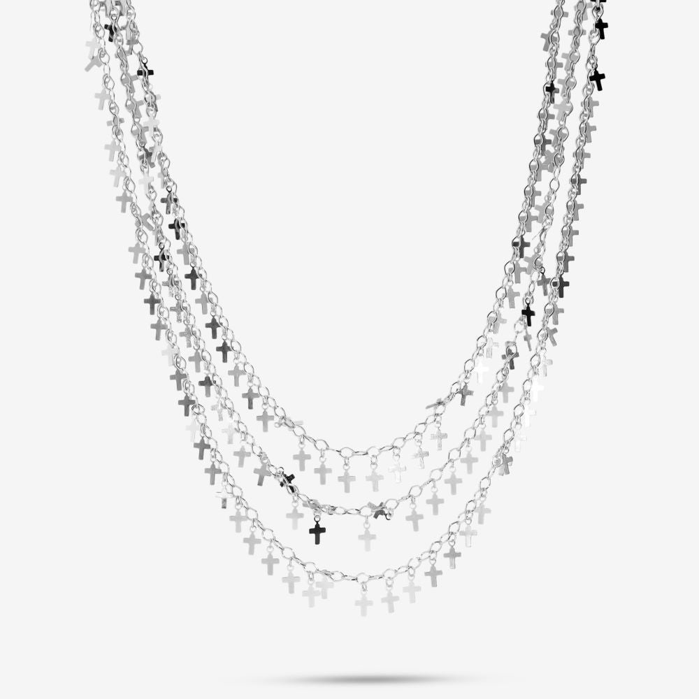 Italian Handmade Triple Strand Petite Cross Necklace
