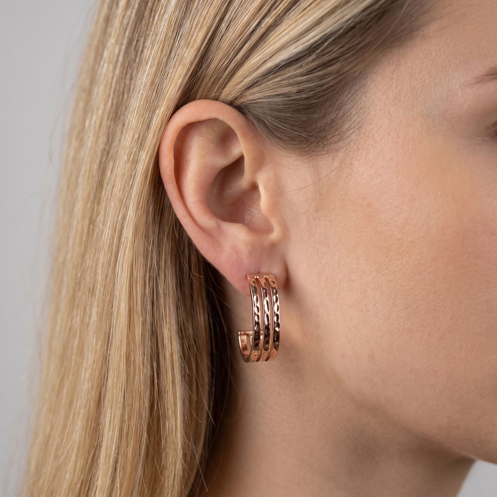 Italian Triple Bar Hammered Earrings