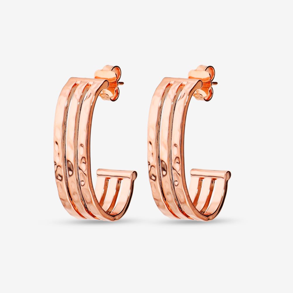 Italian Triple Bar Hammered Earrings