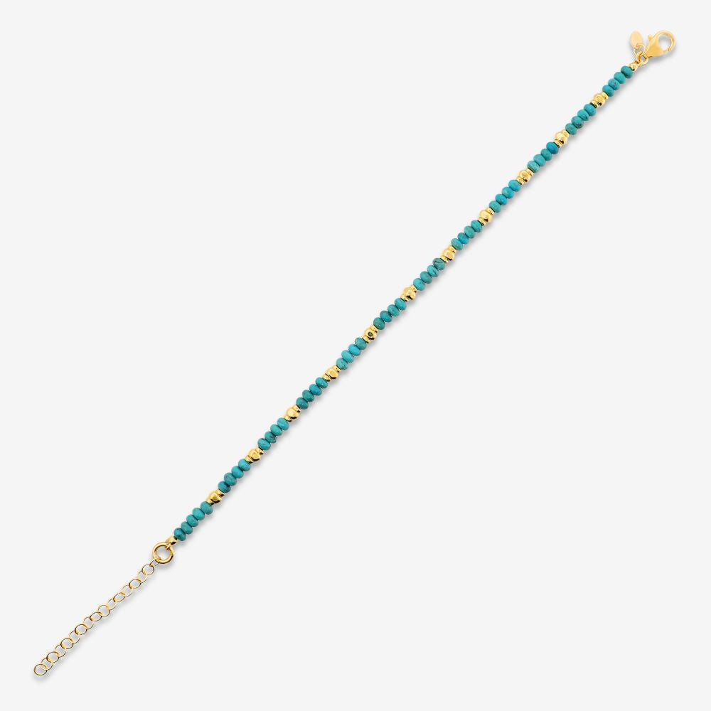 Italian Turquoise Bead Ankle Bracelet, Yellow