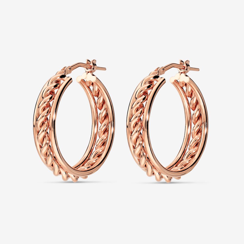 Italian Status Dimensional Twist Hoop Earrings