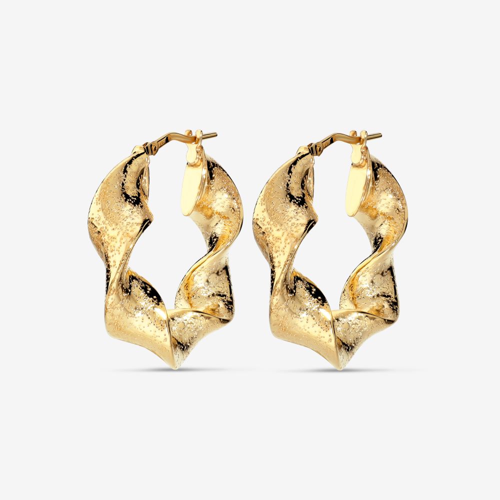 Italian Puntinato Ribbon Twist 1" Hoop Earrings