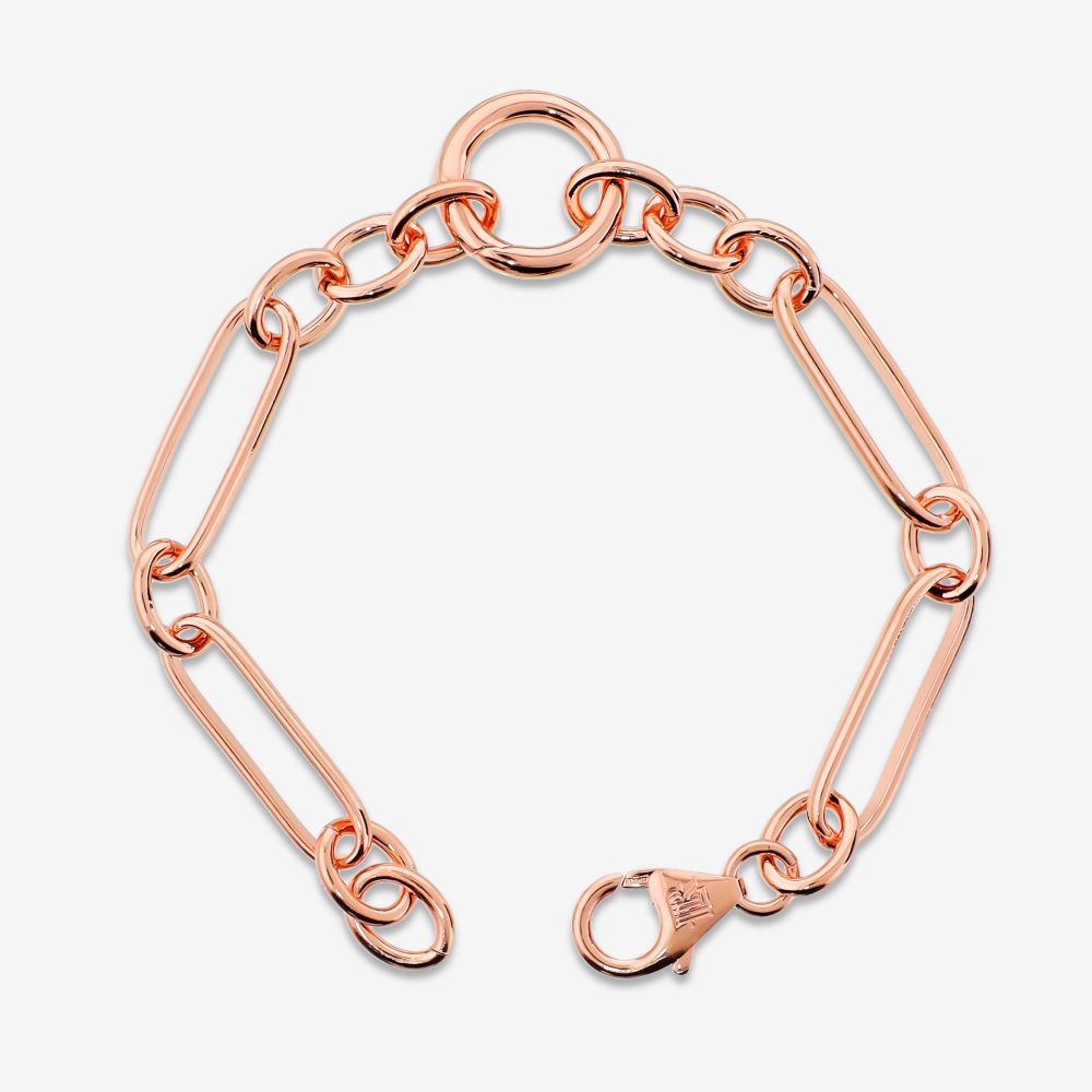 Italian Handmade Alternating Status Link With Center Ring Bracelet