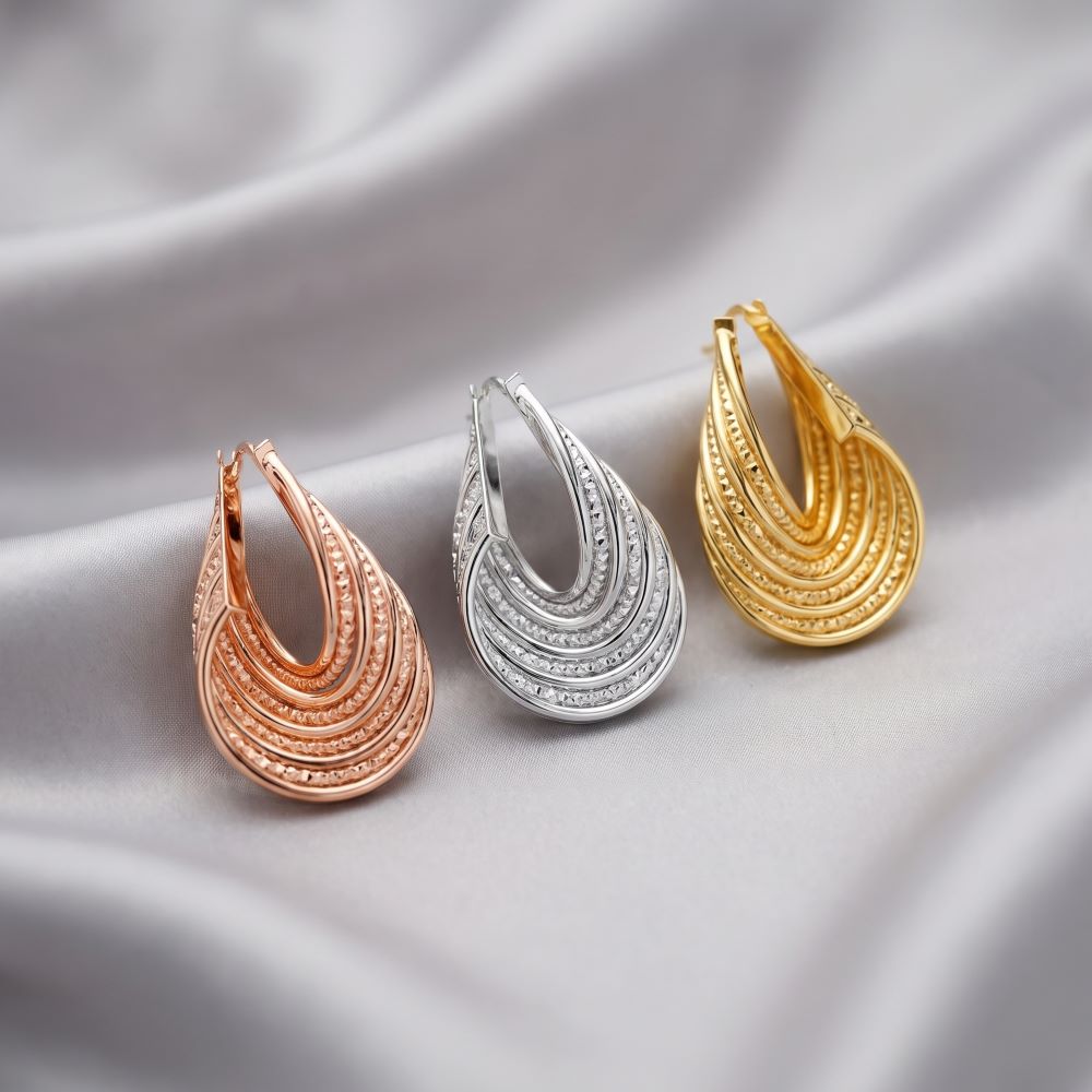 Italian Handmade 9 Layer Twist Hoop Earrings
